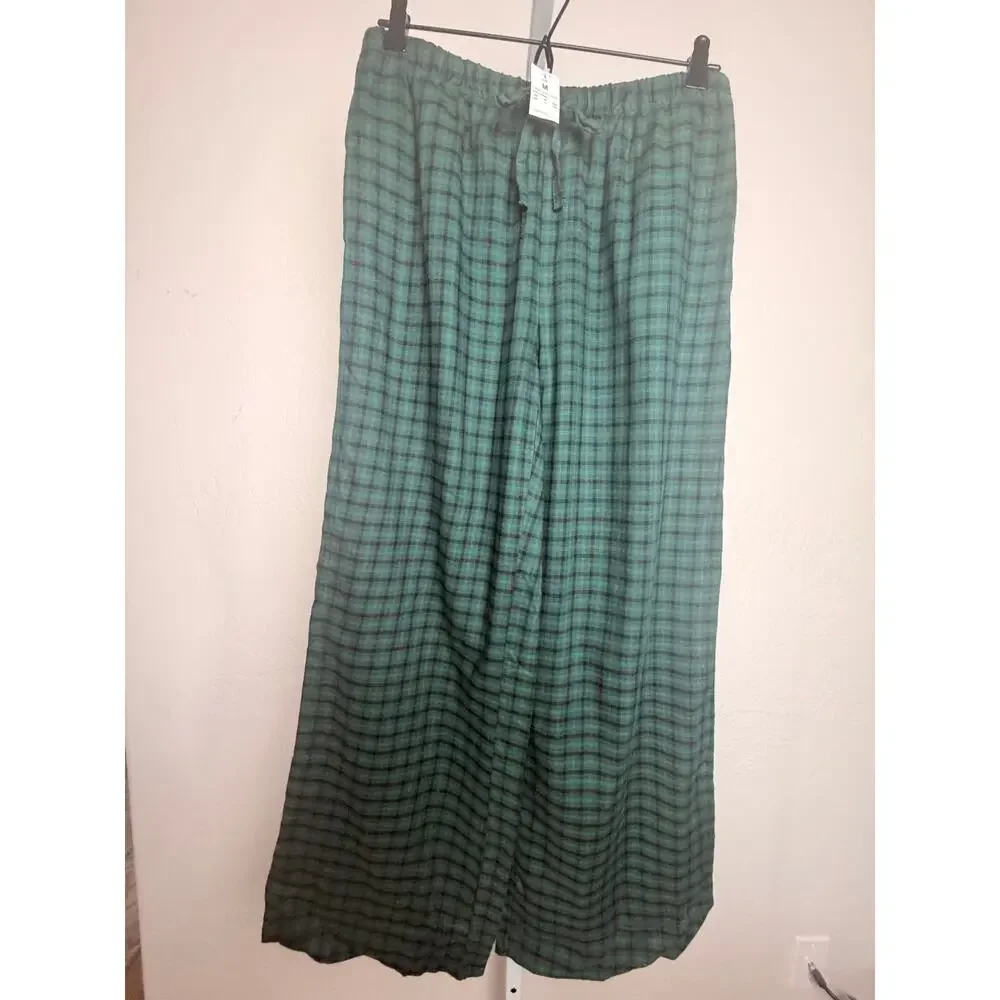 Auden Women’s Green Plaid Wide Leg Pajama Pants Medium Lounge Sleepwear - Picture 1 of 5